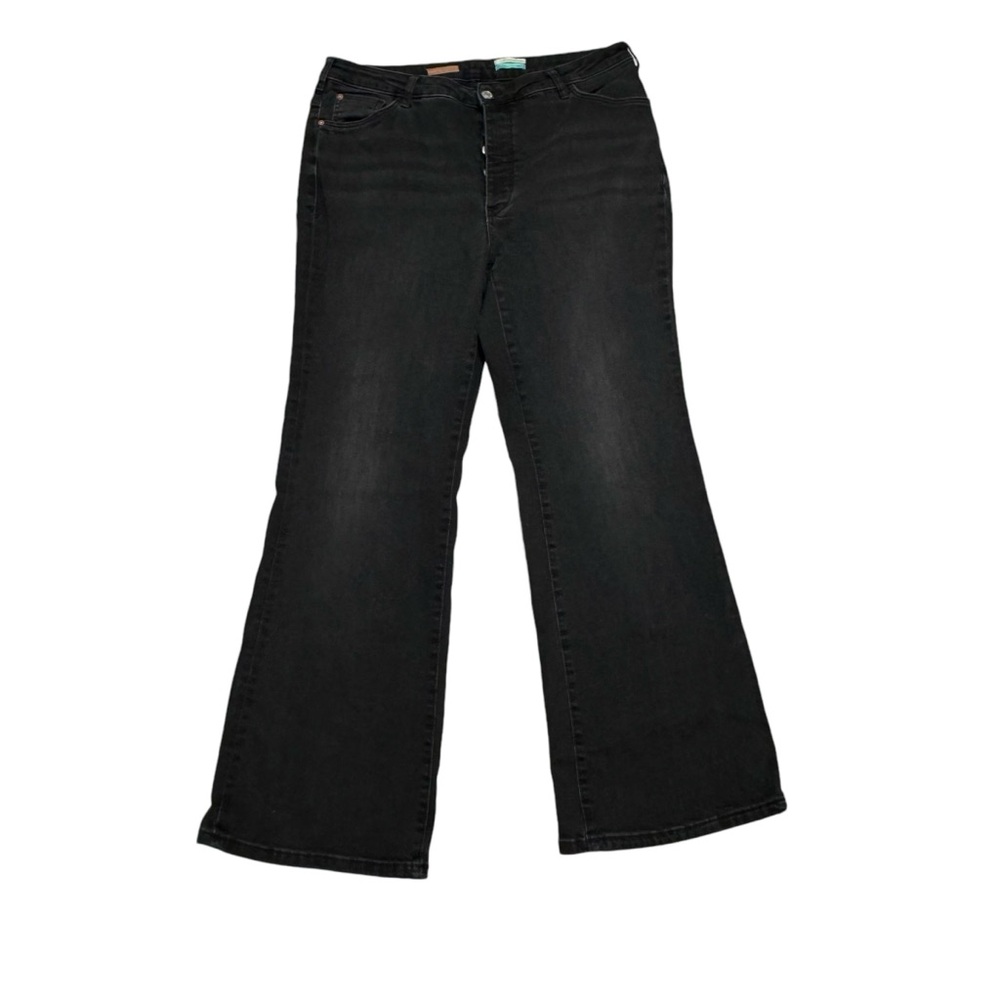 Pilcro Anthropologie The Icon High Rise Button-Fly Flare Black Wash Jeans Sz 16W
